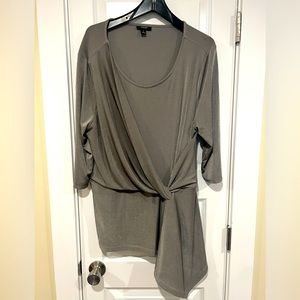 Alfani women’s XXL silver metallic gathered holiday party shirt top